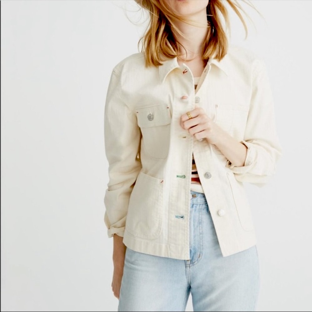 Madewell cropped chore jacket in cream